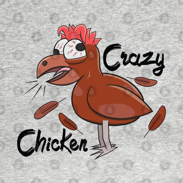 Crazy Shocked Farm Chicken Funny Cartoon Brown by Dad n Son Designs